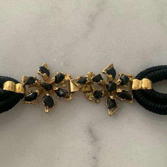 Vintage Jeweled Statement Belt or Necklace /Collar Black Franklab Designer